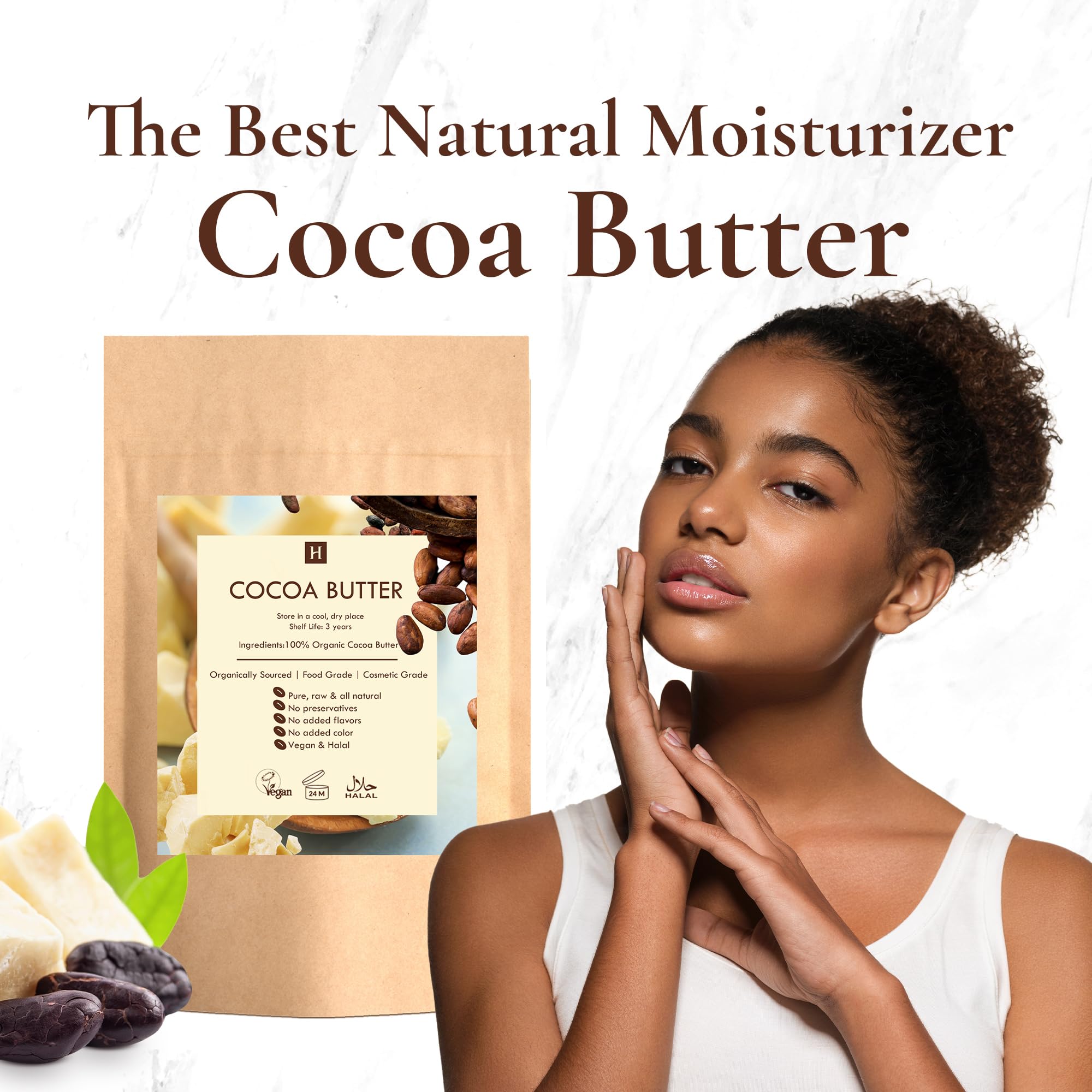 HalalEveryDay manteca de cacao, ingrediente único para cosméticos caseros.