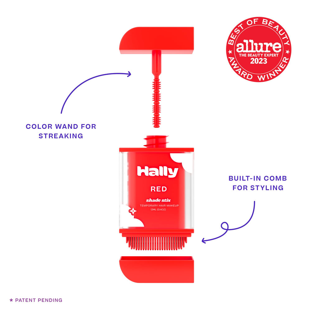 Shade Stix Rojo de Hally Hair, color visible en cabello oscuro