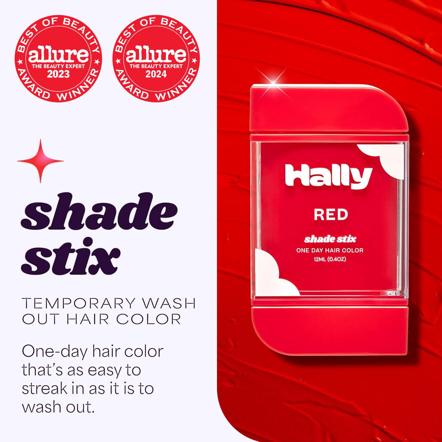 Shade Stix Rojo de Hally Hair, destello de color para cabello