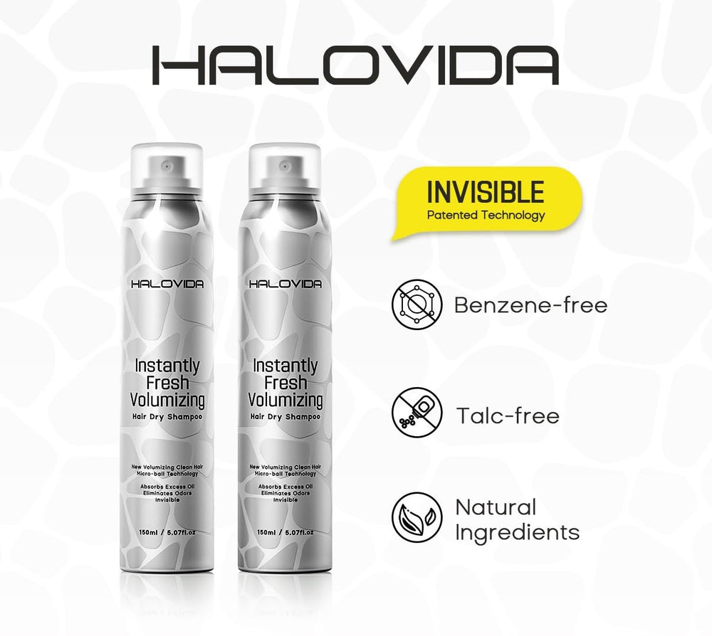 HALOVIDA Champú Seco Invisible, pulverizador rápido, refresca el cabello entre lavados.