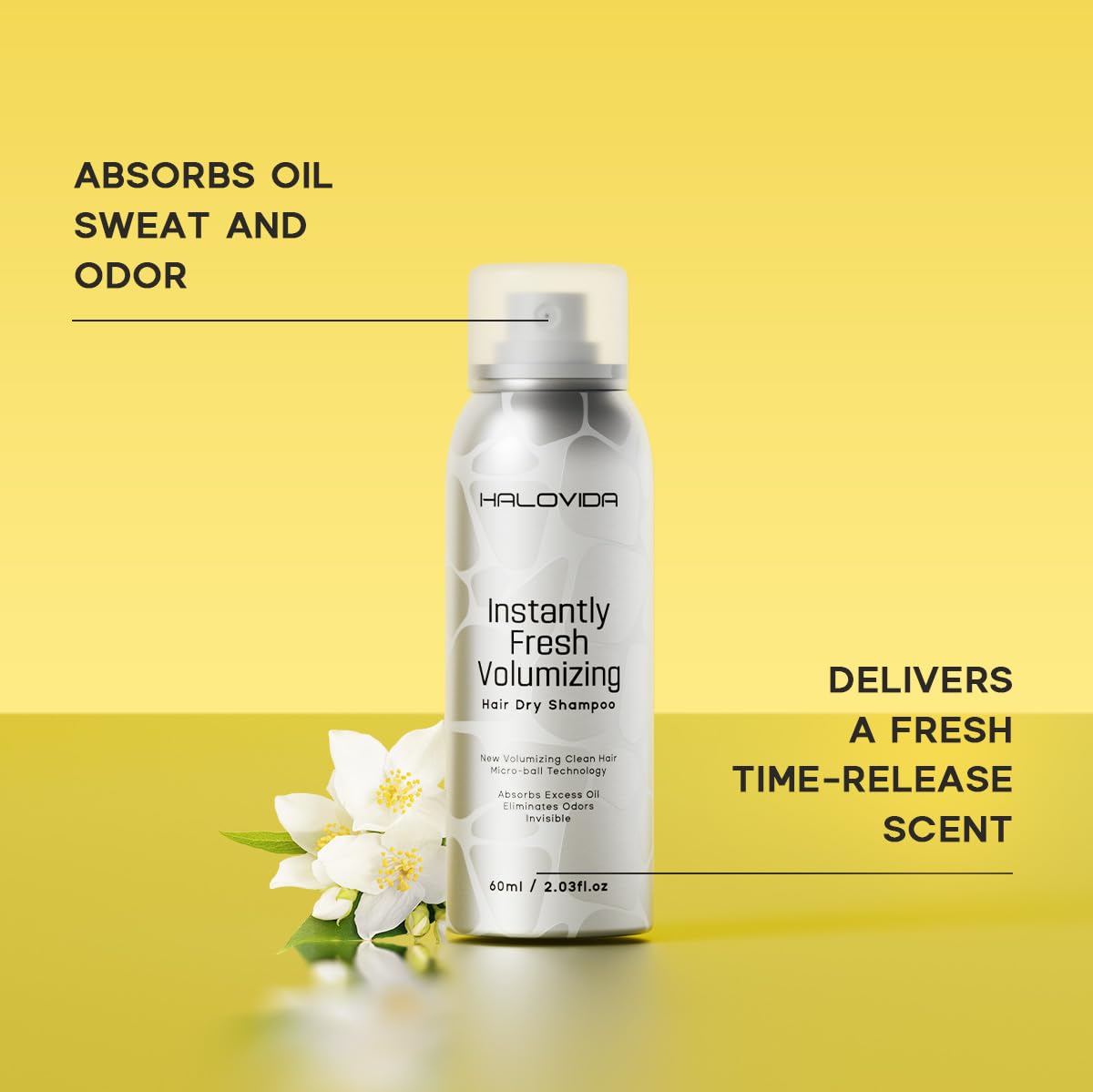 HALOVIDA champú seco con panthenol y vitamina E para cabello sedoso