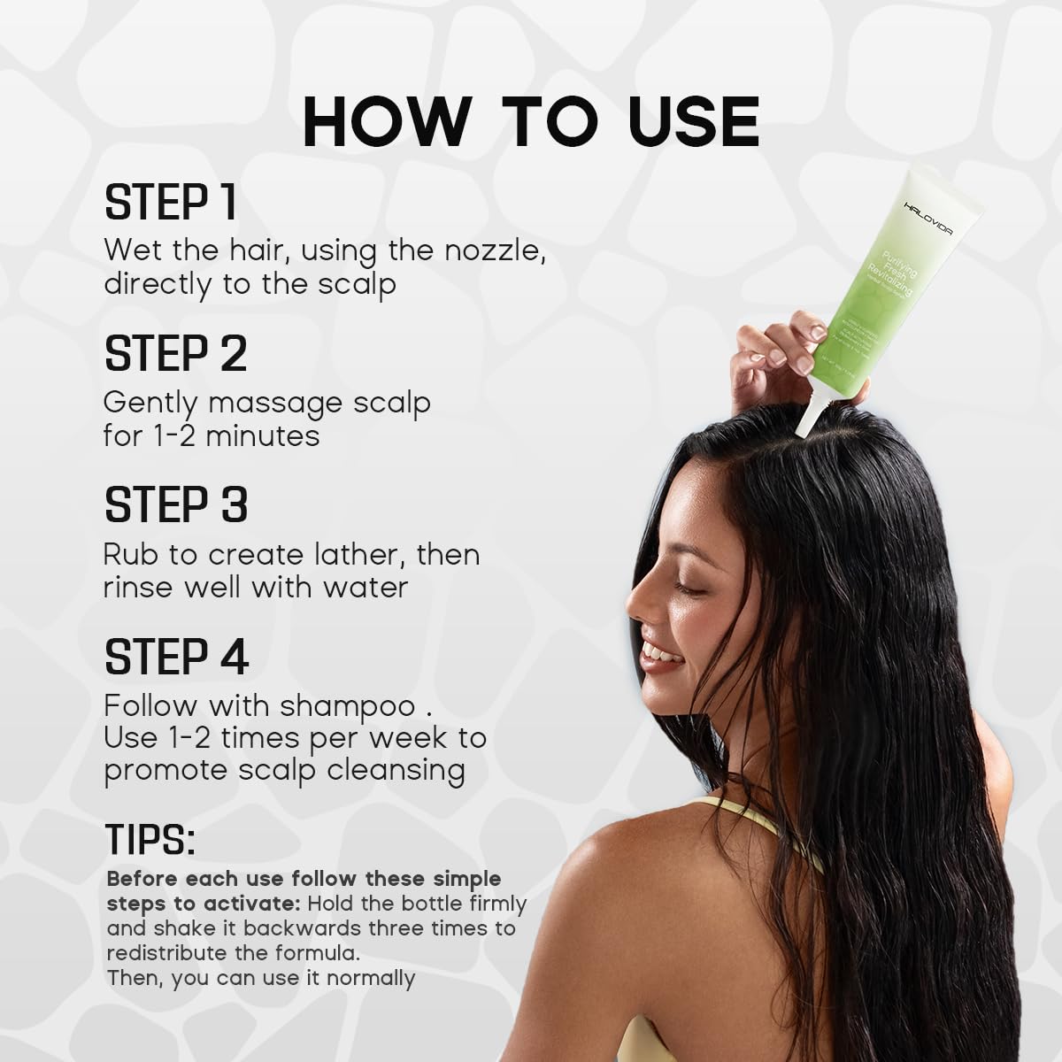 HALOVIDA Scrub bocal pratique : ouverture facile pour une utilisation hebdomadaire.