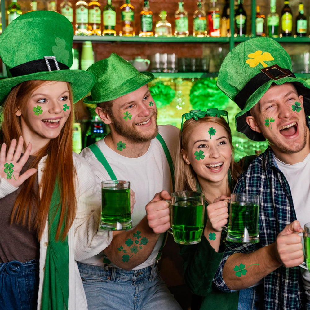 Pegatinas faciales Hamiutci Día de San Patricio trébol para decorar la cara.