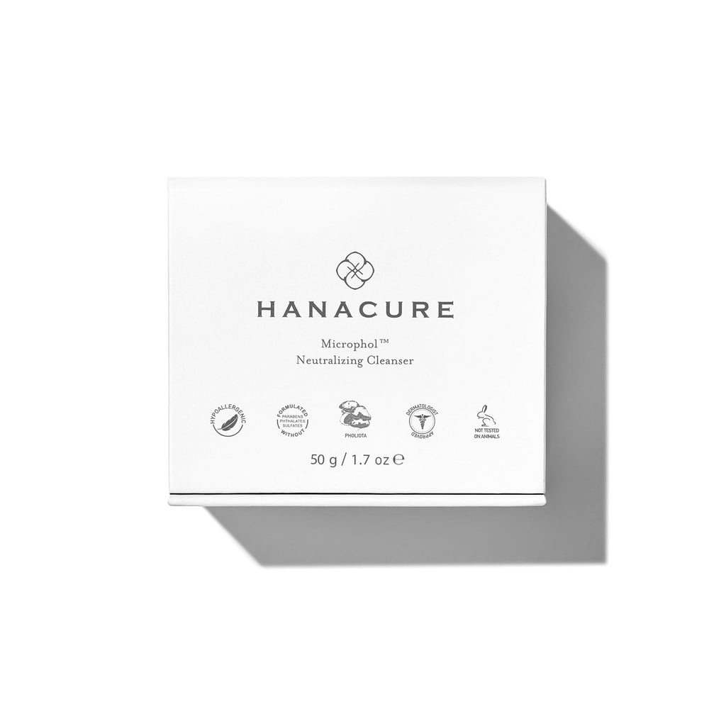 Hanacure Microphol, rostro tras lavado, piel suave e hidratada.