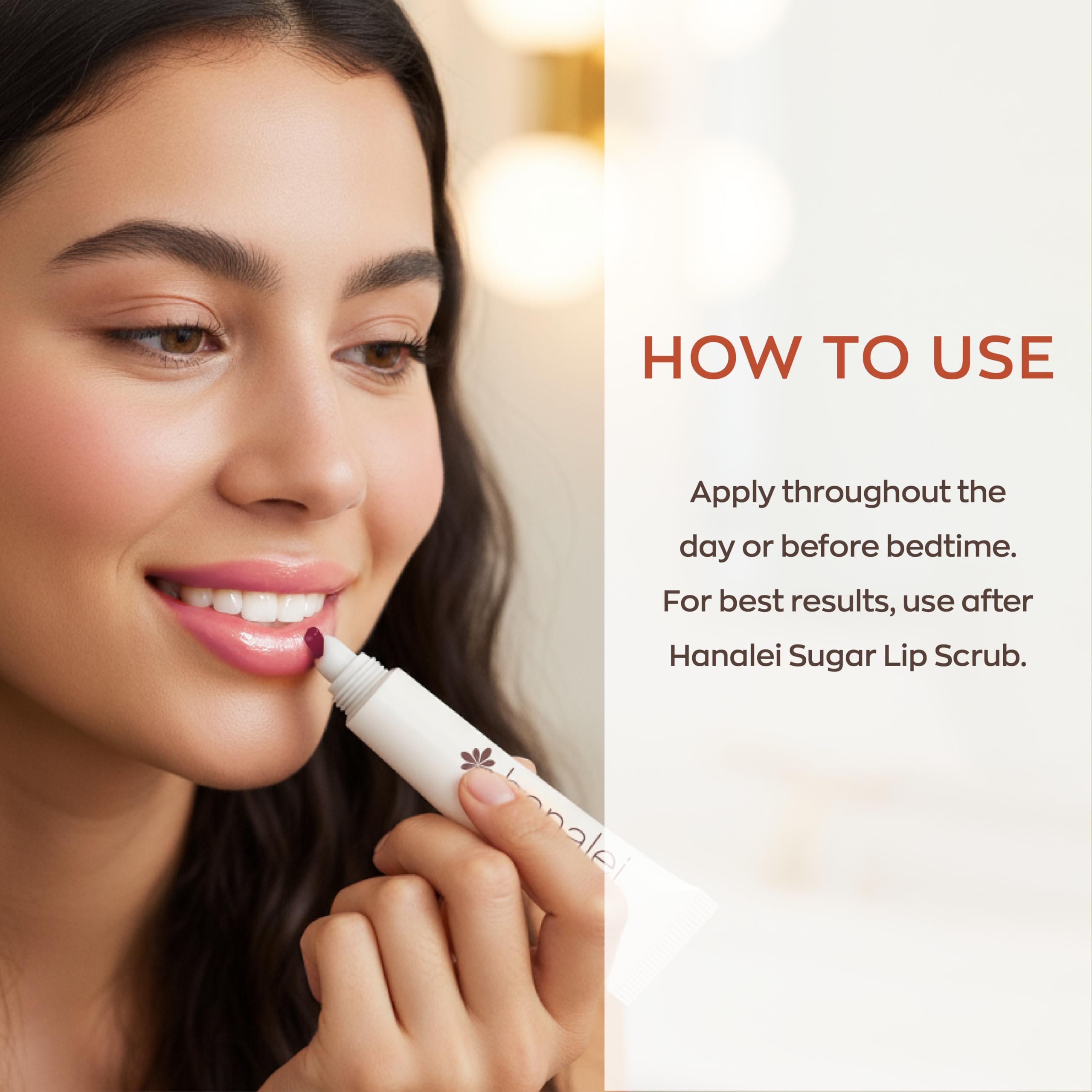 Uso nocturno con Hanalei Lip Treatment hidratación durante la noche