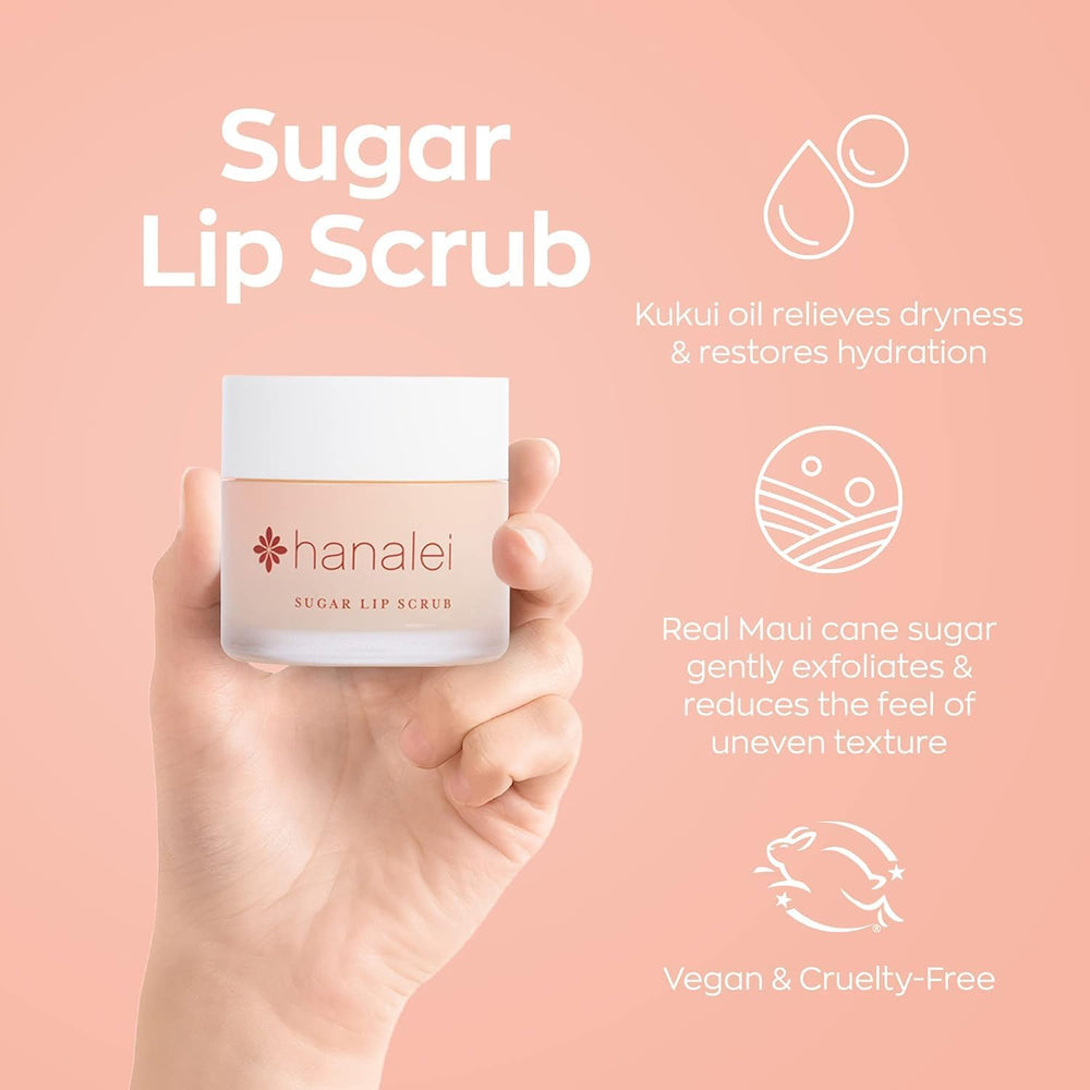 Hanalei textura suave en labios tras la exfoliación.