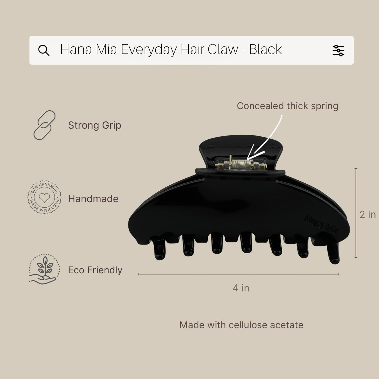 Hana Mia clip con agarre confiable para peinados semirecogidos