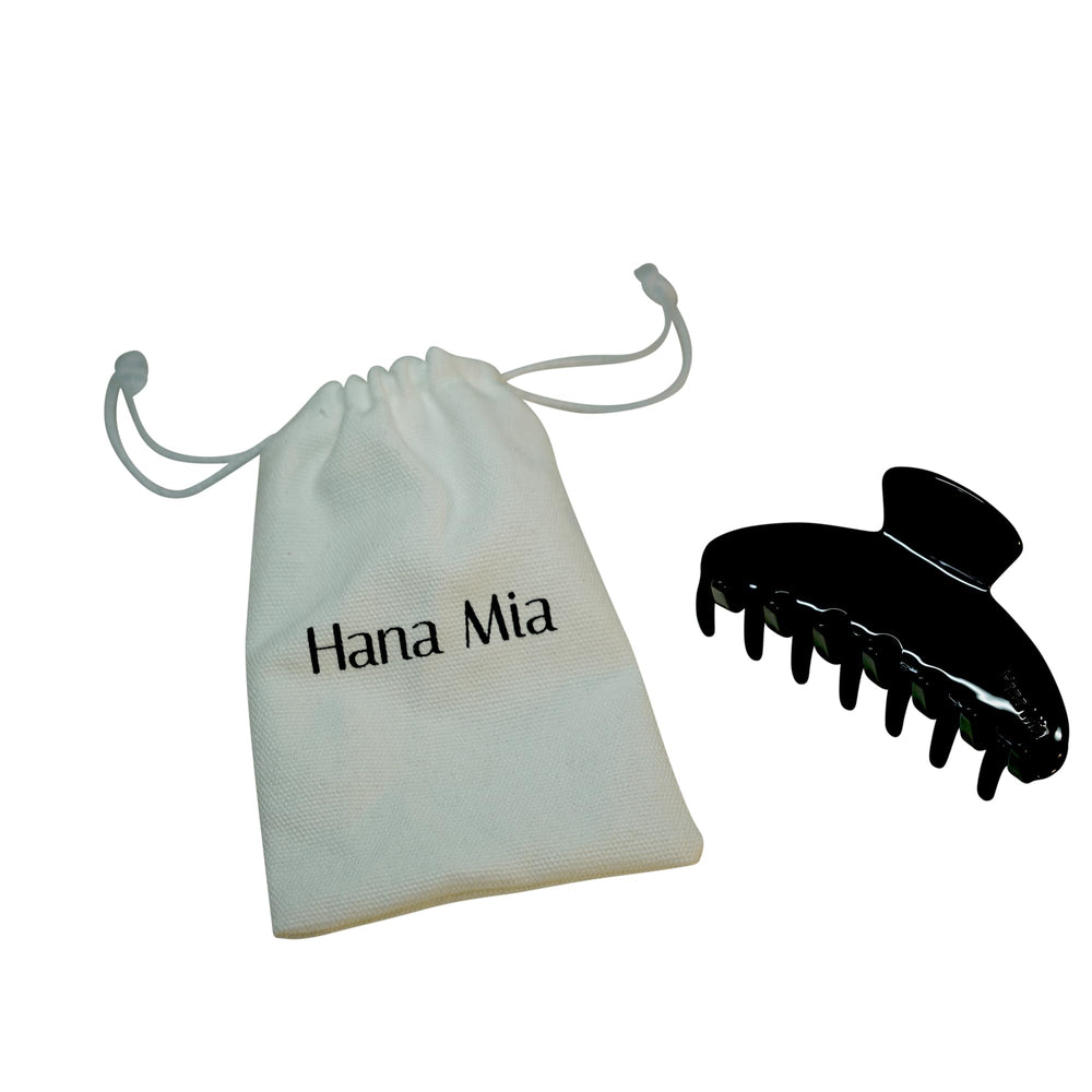 Hana Mia clip de acetato negro para cabello grueso con agarre fiable