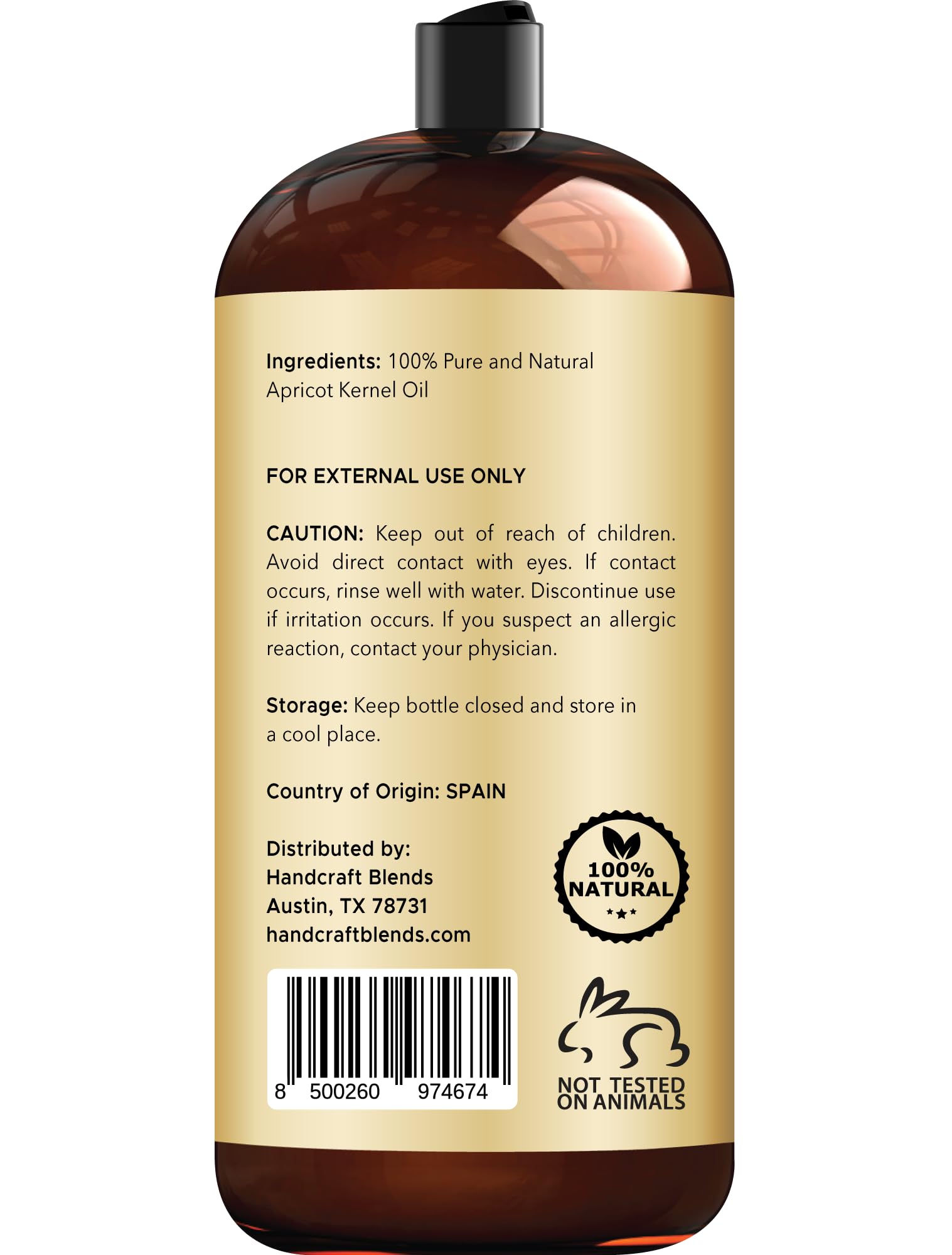 Handcraft Blends aceite de albaricoque aplicado en la piel para hidratación suave