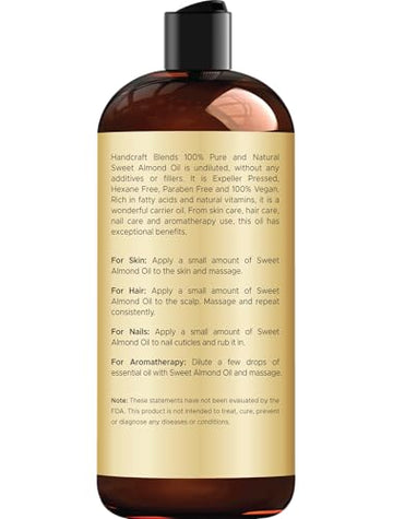 Handcraft Blends Aceite de Almendra Dulce, gotas para aromaterapia suave y masaje.