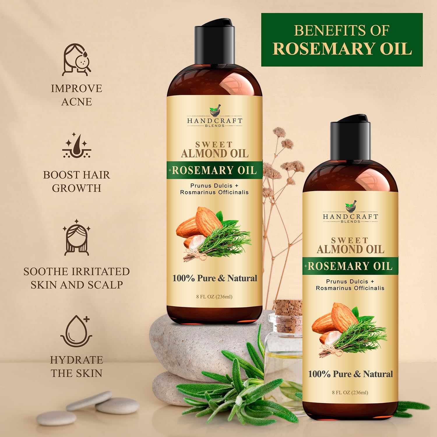 Romero en aceite de almendras Handcraft Blends mejora aroma capilar