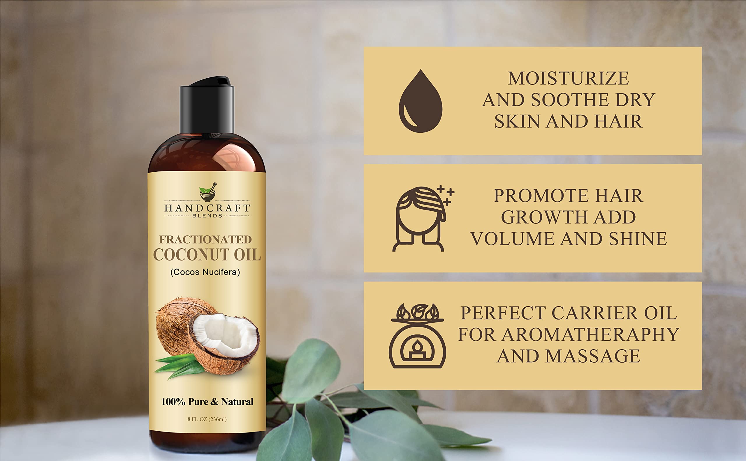 Handcraft Blends Aceite de Coco Fraccionado libre de parabenos y sulfatos.