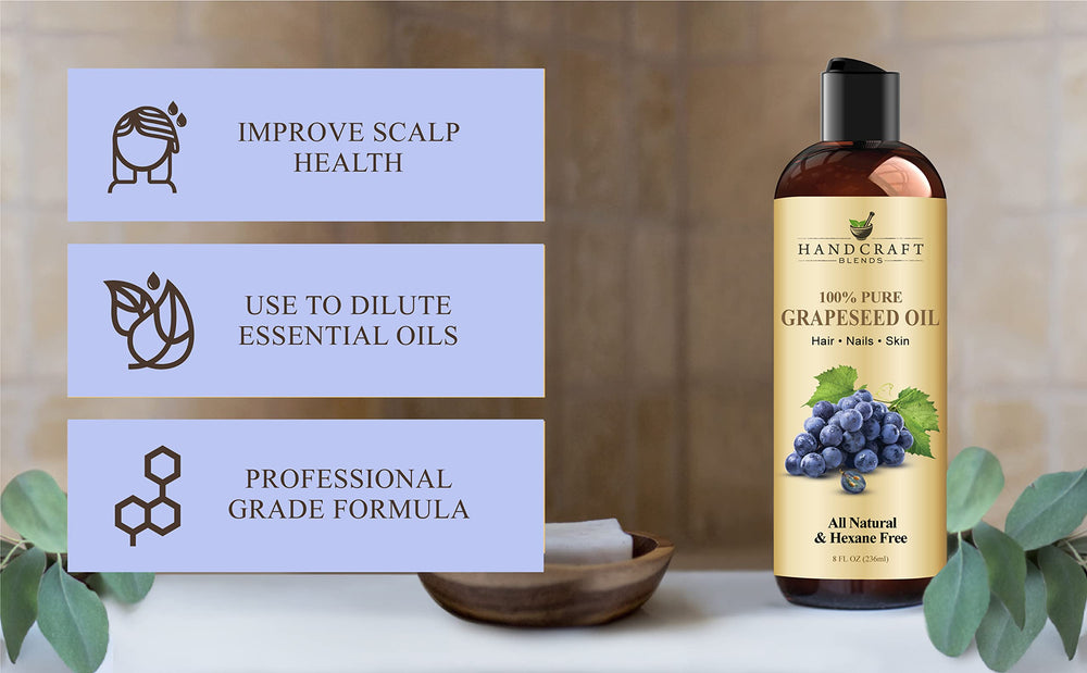 Handcraft Blends Aceite de Semilla de Uva, vitaminas A, E y K para piel saludable
