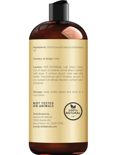 Handcraft Blends Aceite de uva, absorción rápida para humectación diaria.