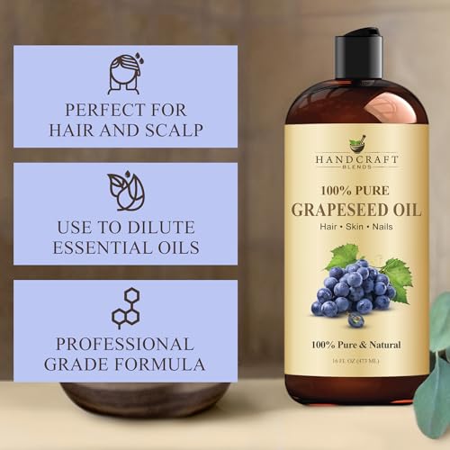 Handcraft Blends Aceite de uva, rico en vitaminas A, E y K para nutrientes.