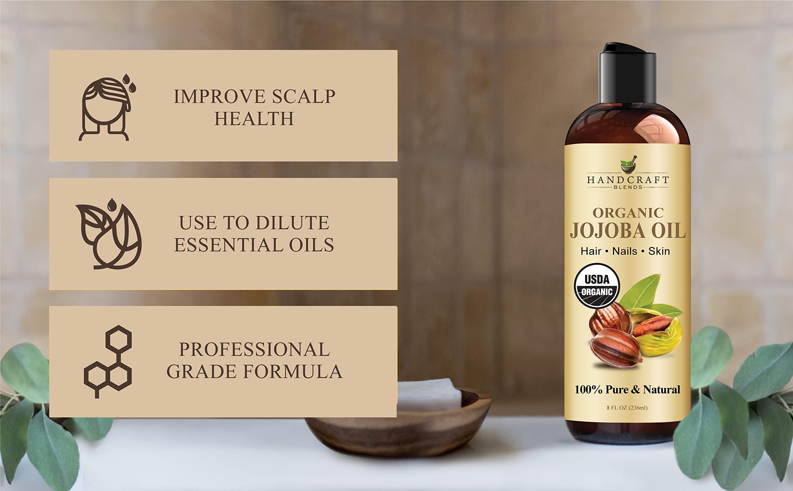 Handcraft Blends Aceite de Jojoba, aplicación en piel para hidratación ligera.