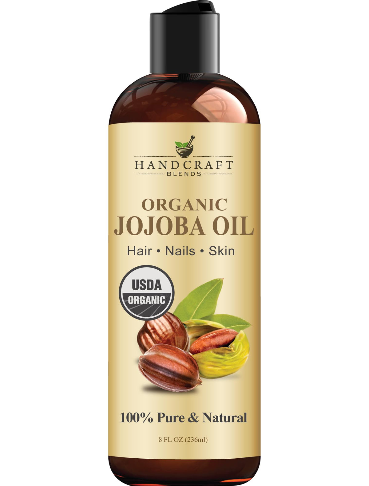 Handcraft Blends Aceite de Jojoba, botella vertido, hidratación suave para piel y cabello.