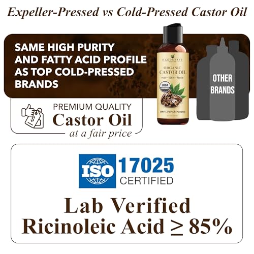 Handcraft Blends aceite de ricino puro y natural para cabello y piel.