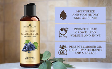 Handcraft Blends Aceite de uva nutritivo, vitamina para piel y cabello.