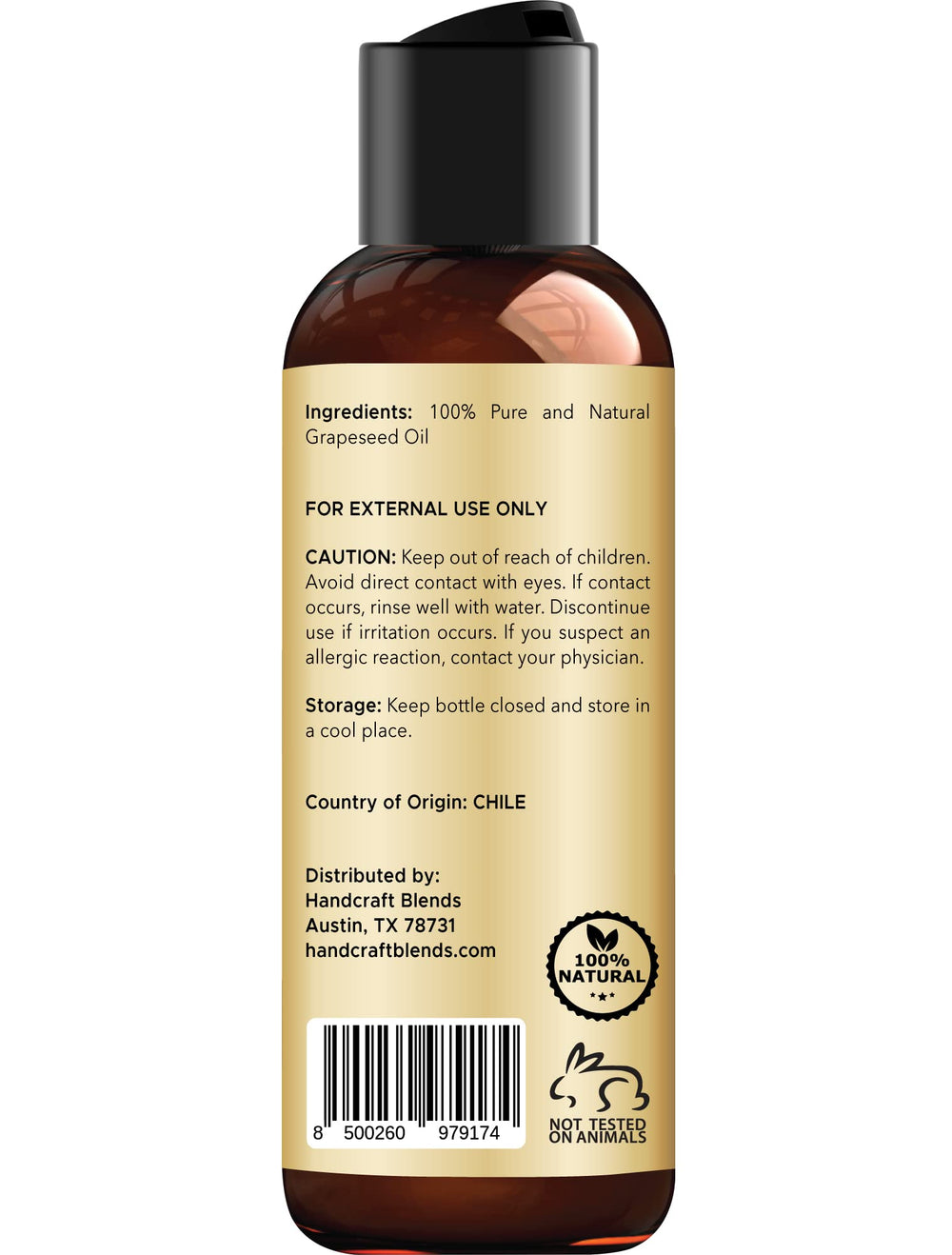 Handcraft Blends Aceite de uva para pelo, brillo natural.