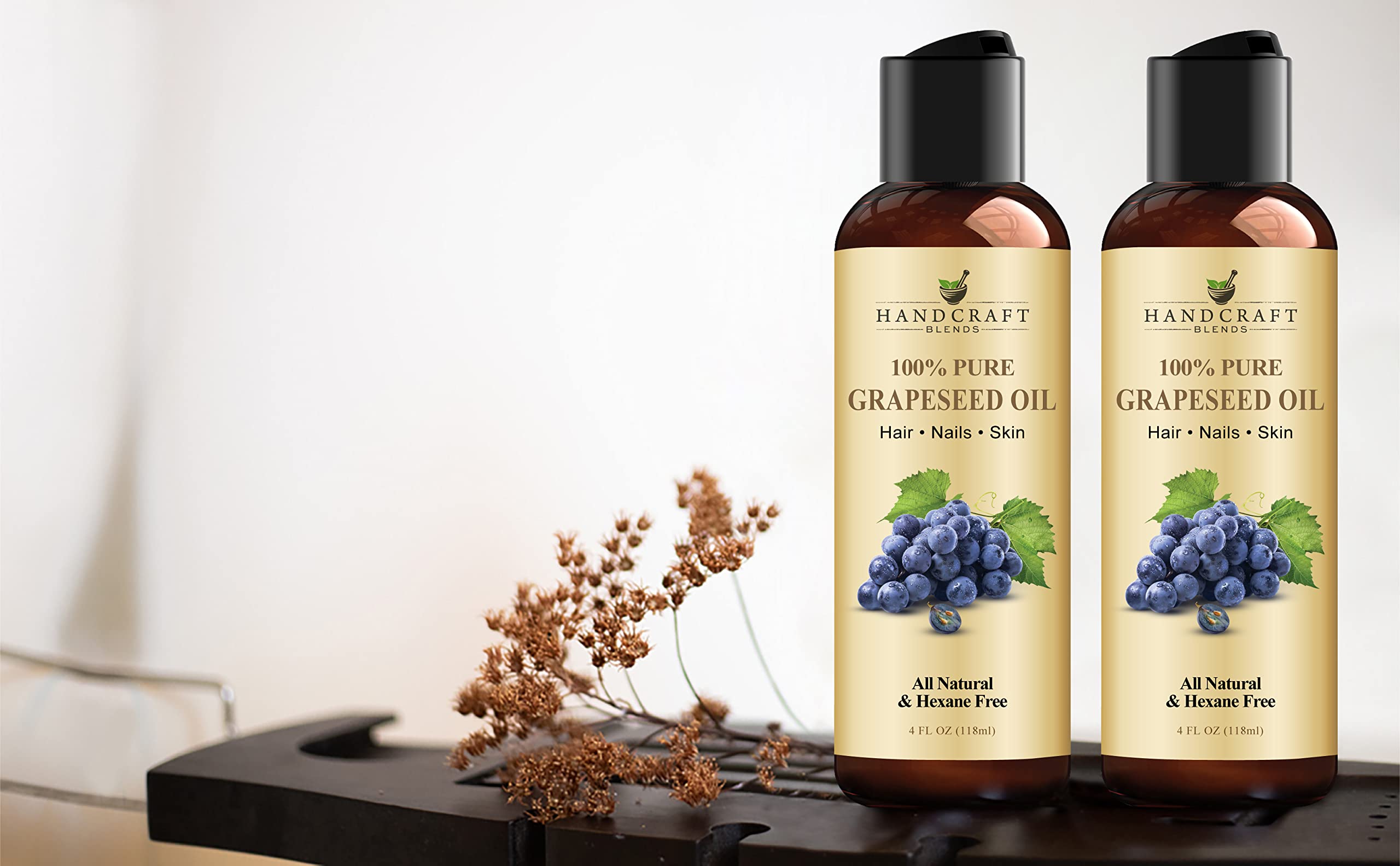 Handcraft Blends Aceite de uva sin hexano, frasco seguro.