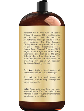 Handcraft Blends aceite de uva para masaje, textura ligera.