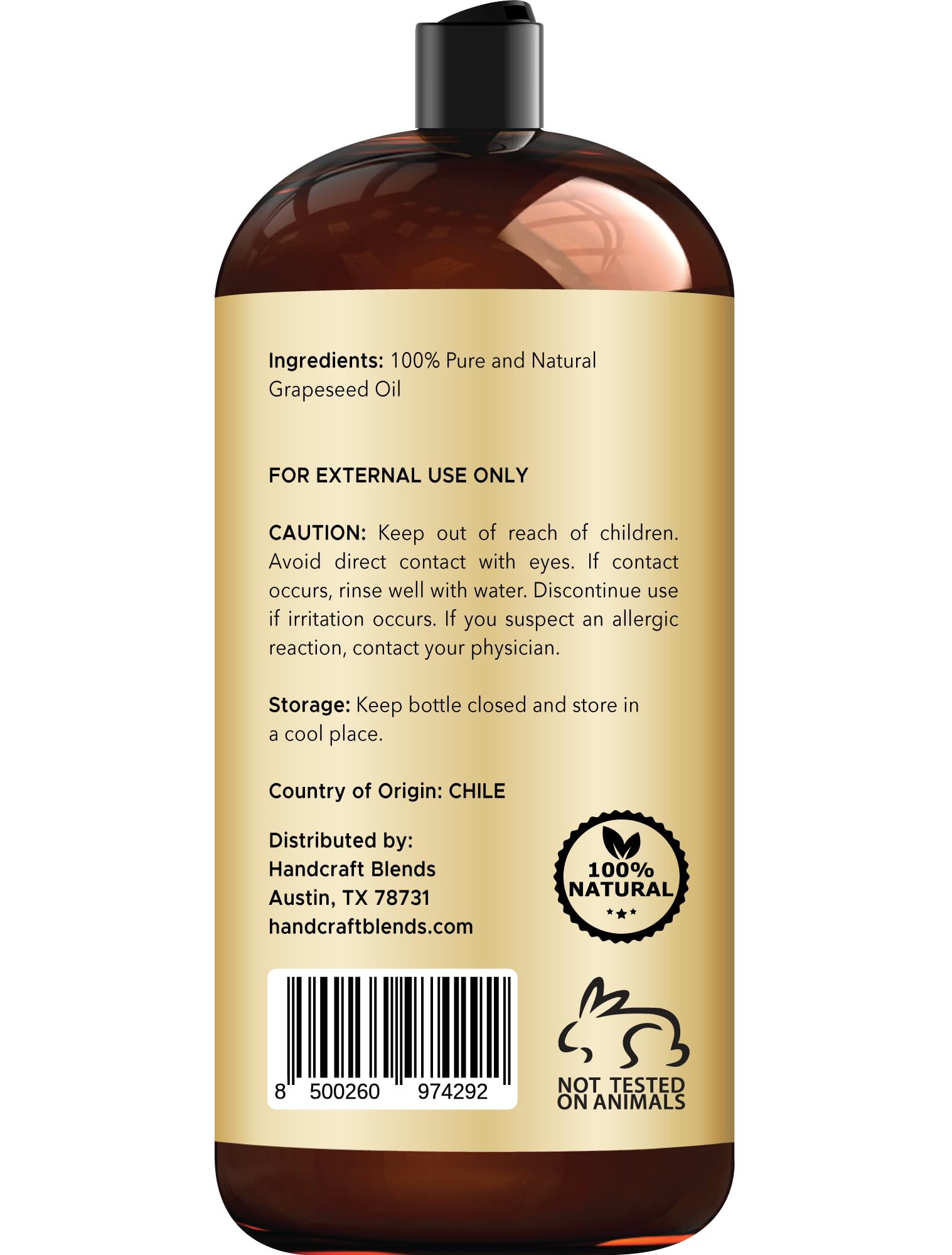 Aceite de uva para piel, Handcraft Blends, humectante suave.