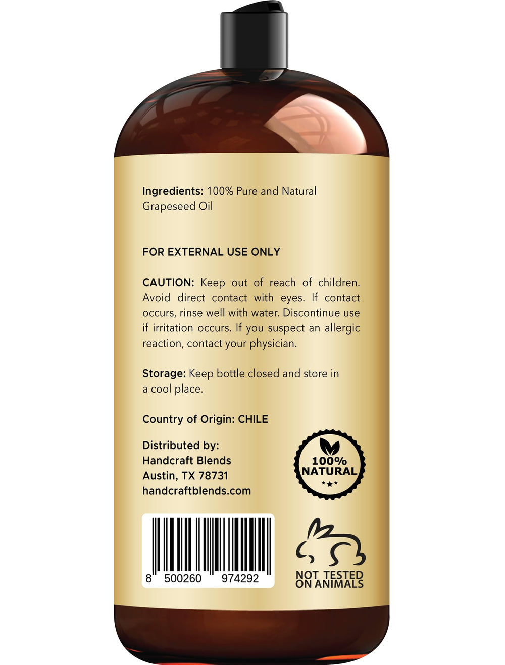 Aceite de uva para piel, Handcraft Blends, humectante suave.