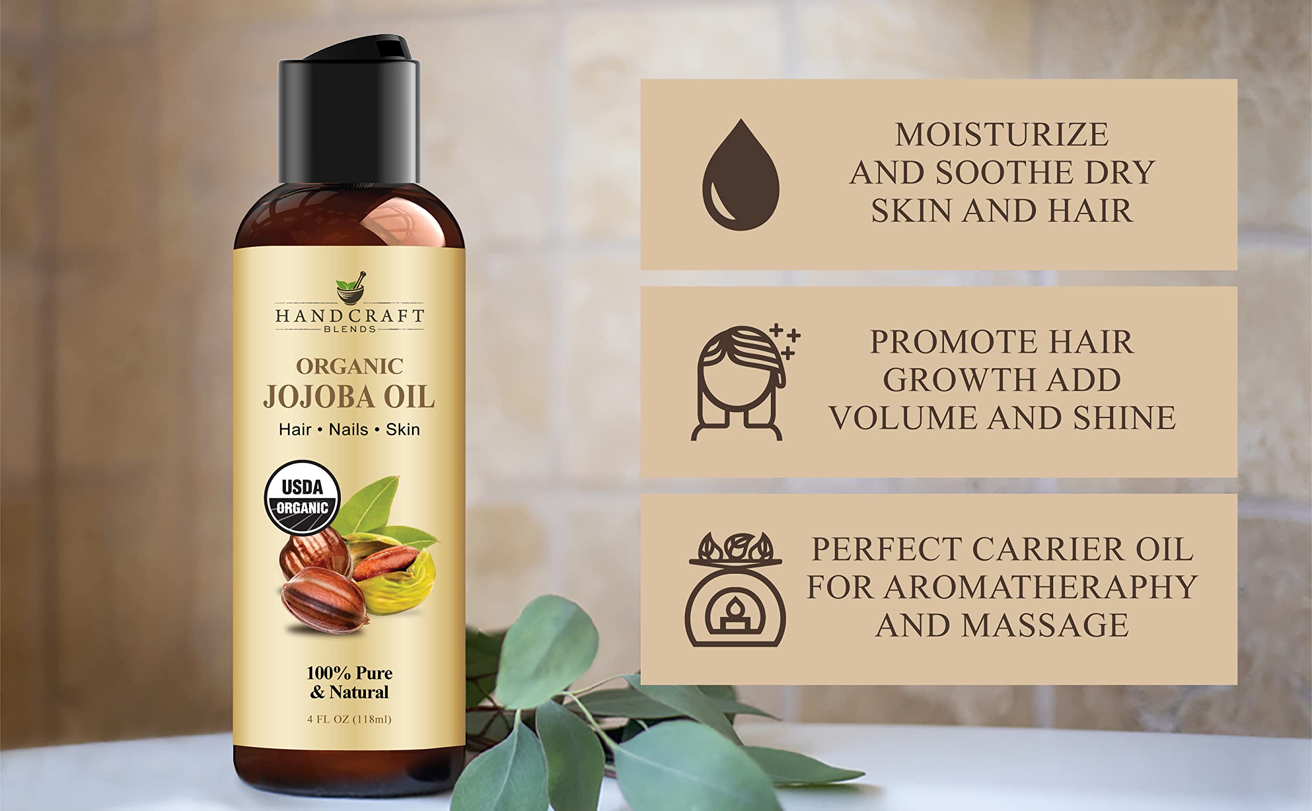 Handcraft Blends masaje con aceite jojoba, facilita una experiencia relajante