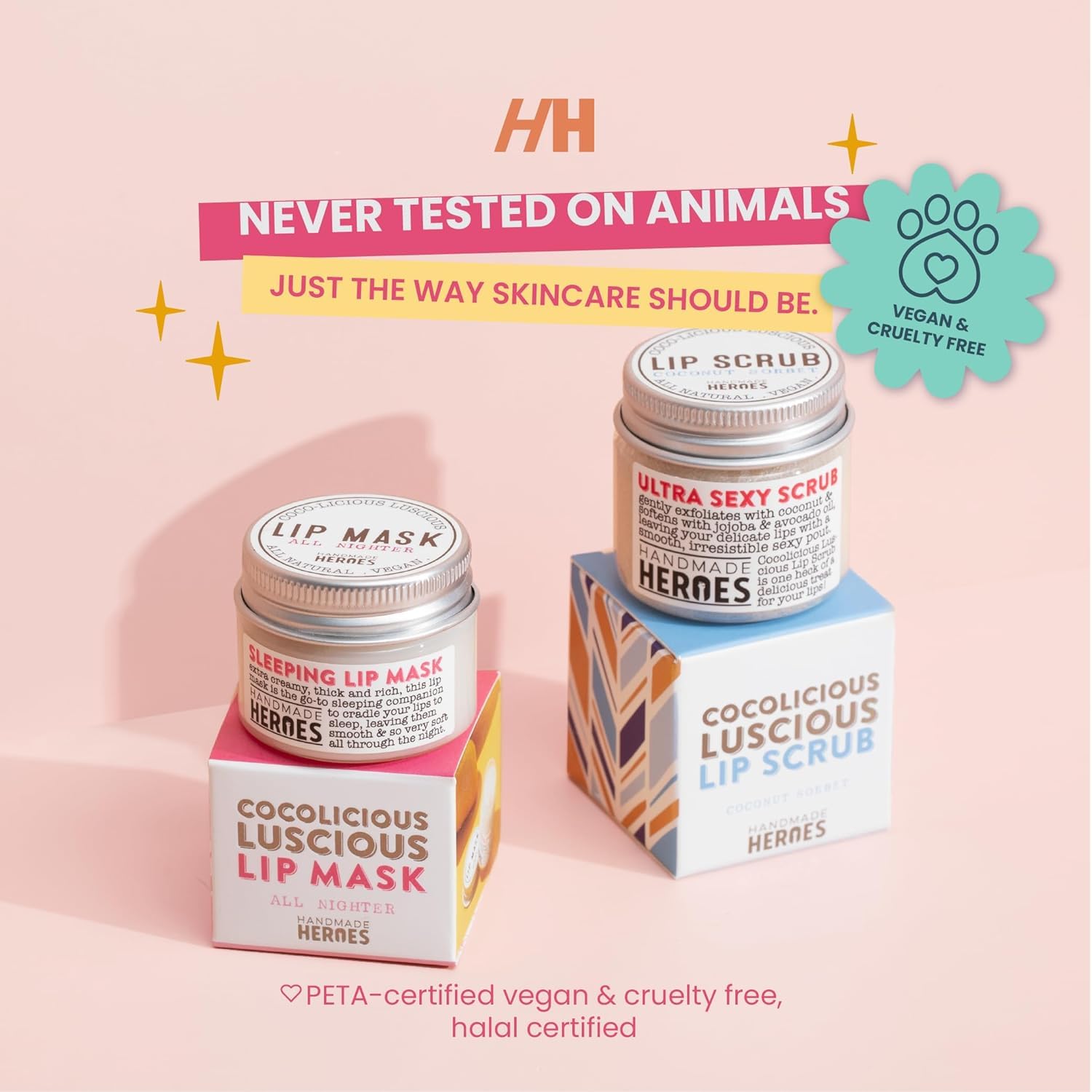 Ingredientes naturales Handmade Heroes para labios suaves y seguros