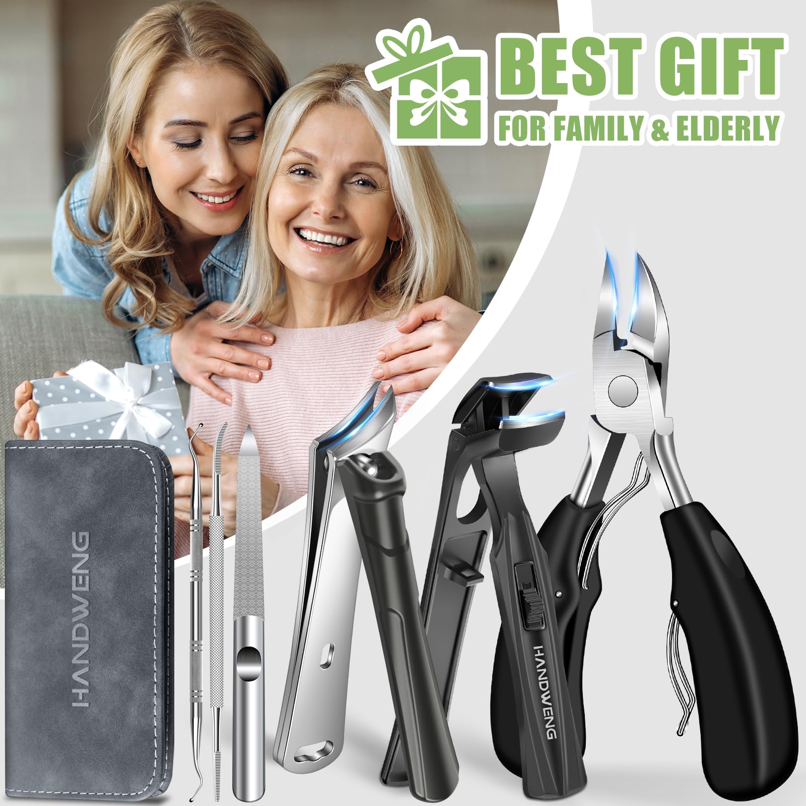 HANDWENG coupe-ongles etui cuir pratique : rangement facile et portable