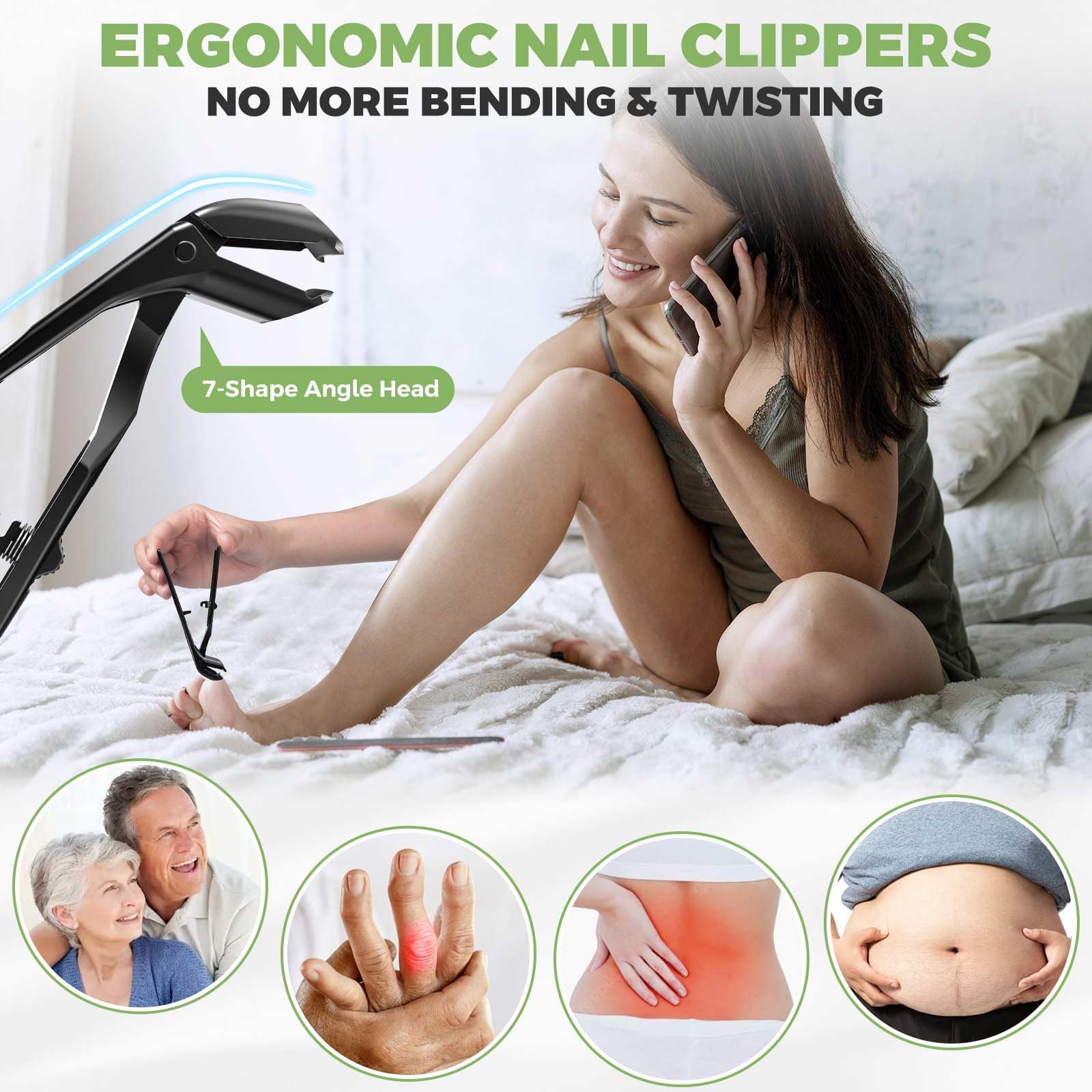 HANDWENG coupe-ongles poignee ergonomique antiderapante : prise en main confortable et contrôle