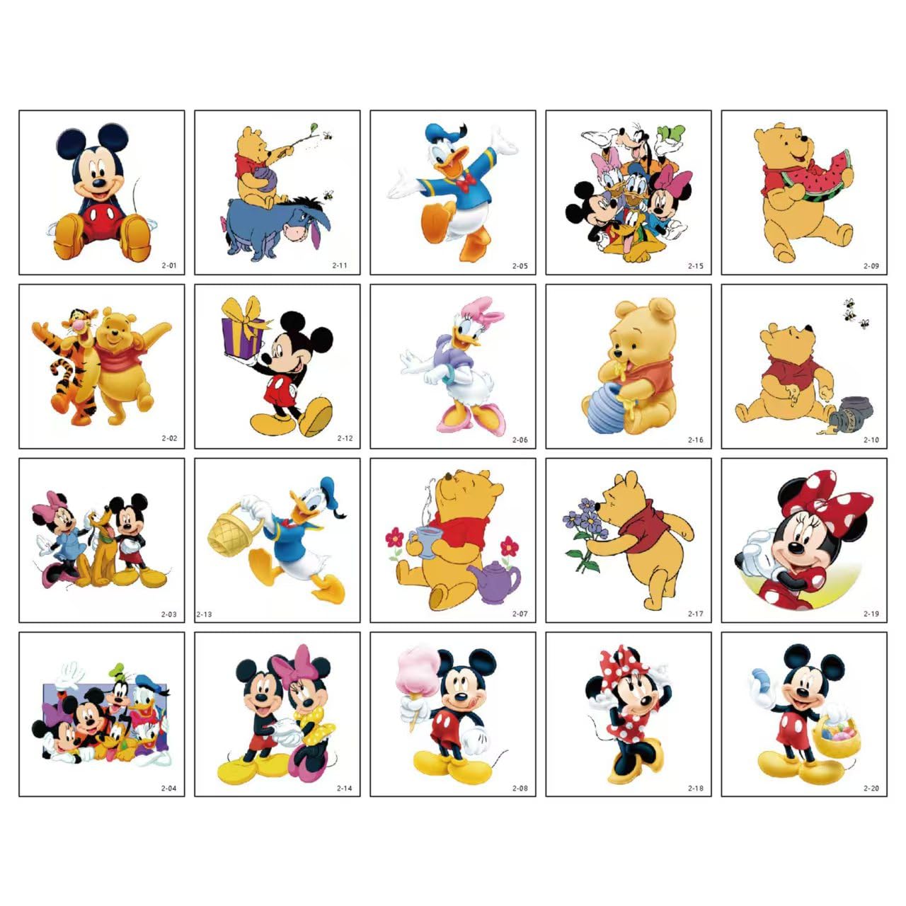 Tatuajes temporales HANISNA Mickey Minnie: colección de 20 láminas para fiestas infantiles.