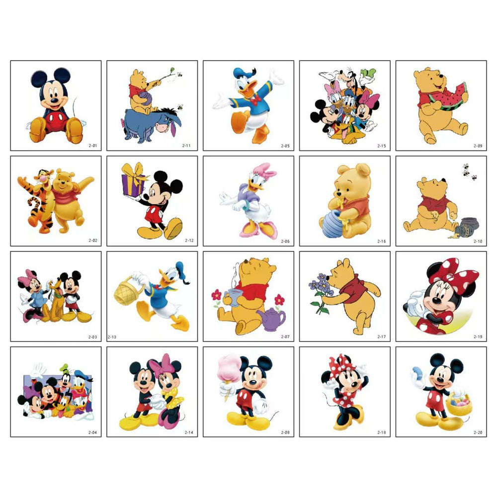 Tatuajes temporales HANISNA Mickey Minnie: colección de 20 láminas para fiestas infantiles.