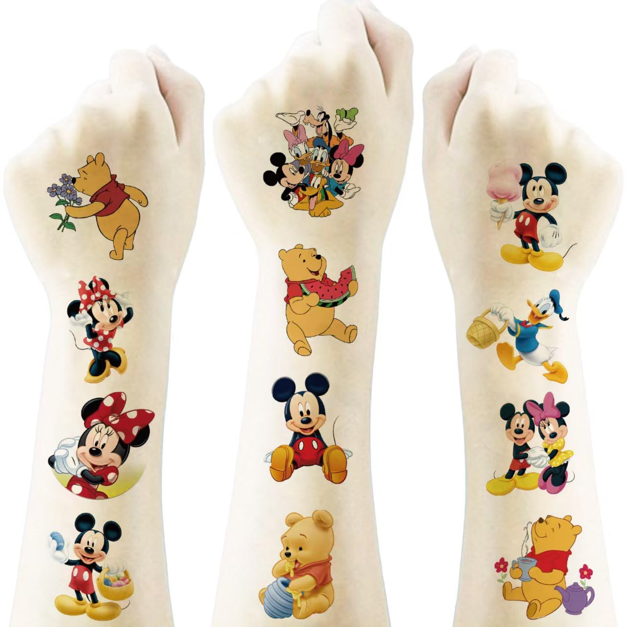 Tatuajes HANISNA Mickey Minnie fáciles de aplicar con agua para fiestas.