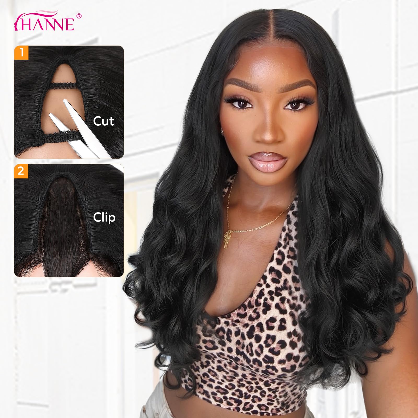 HANNE Yaki Curly V-Parte Peluca ajuste seguro con 5 peines.