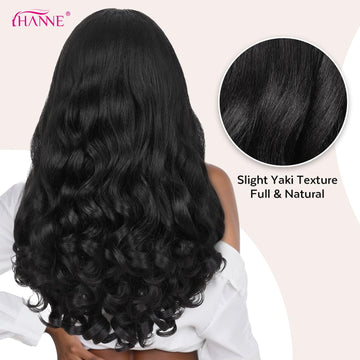 HANNE Yaki Curly V-Parte Peluca volumen natural y rizos firmes todo el día.