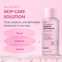 Hanskin Hyaluron Skin Essence Toner, dosificador práctico para un uso controlado.