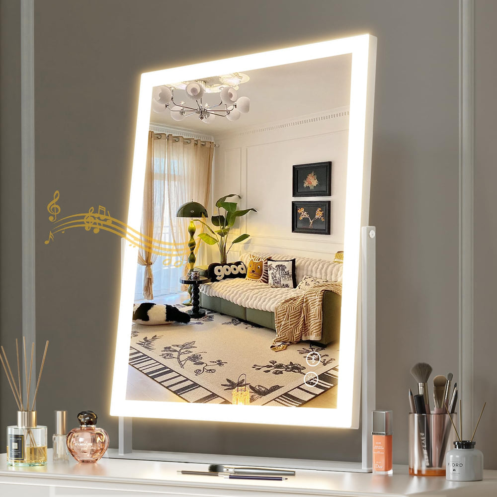 Hansong Espejo con luces, vista frontal nítida para un maquillaje preciso y cómodo.
