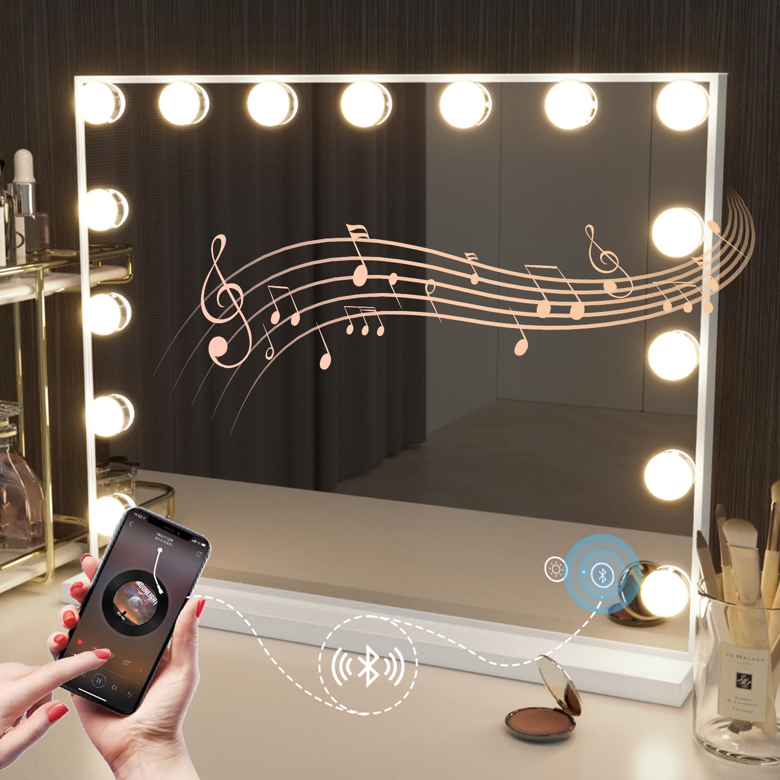 Hansong espejo de tocador con luces para maquillaje preciso