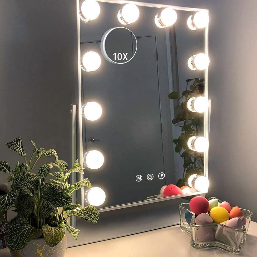 Hansong Espejo de Vanidad Iluminado con iluminación integrada para ver todo el rostro con claridad.