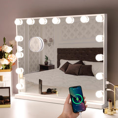 Hansong Espejo de vanidad con 15 LED para maquillaje preciso