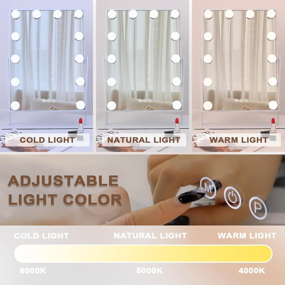 Hansong Espejo con tres modos de luz para maquillaje y entorno.