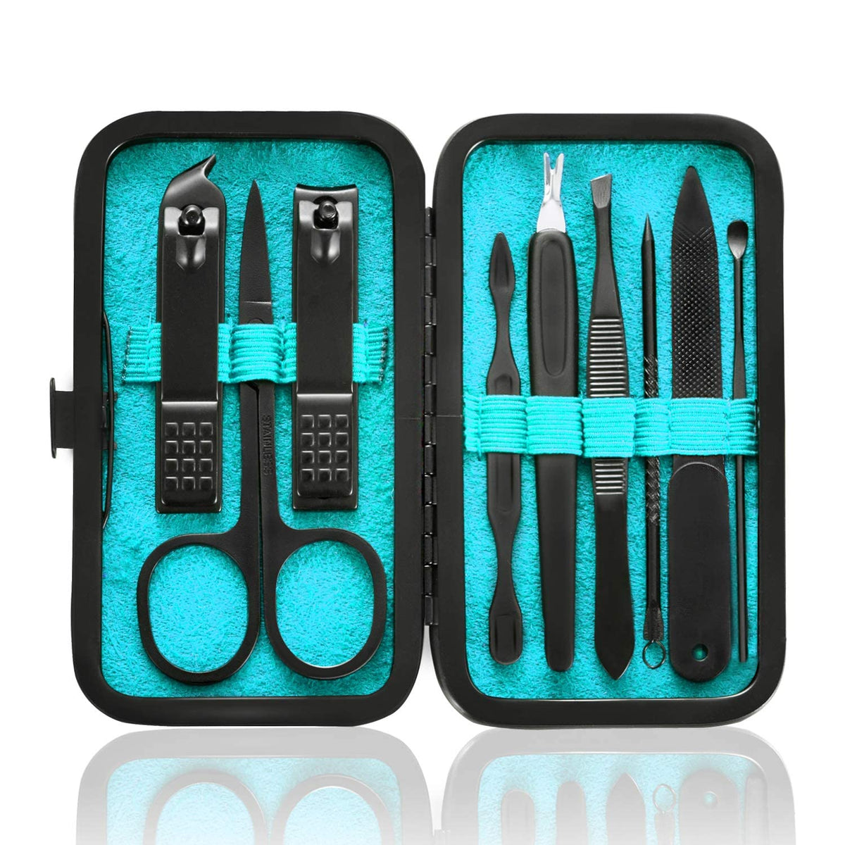 Conjunto HANTEKAS 9 piezas en funda azul, almacenamiento compacto para viaje