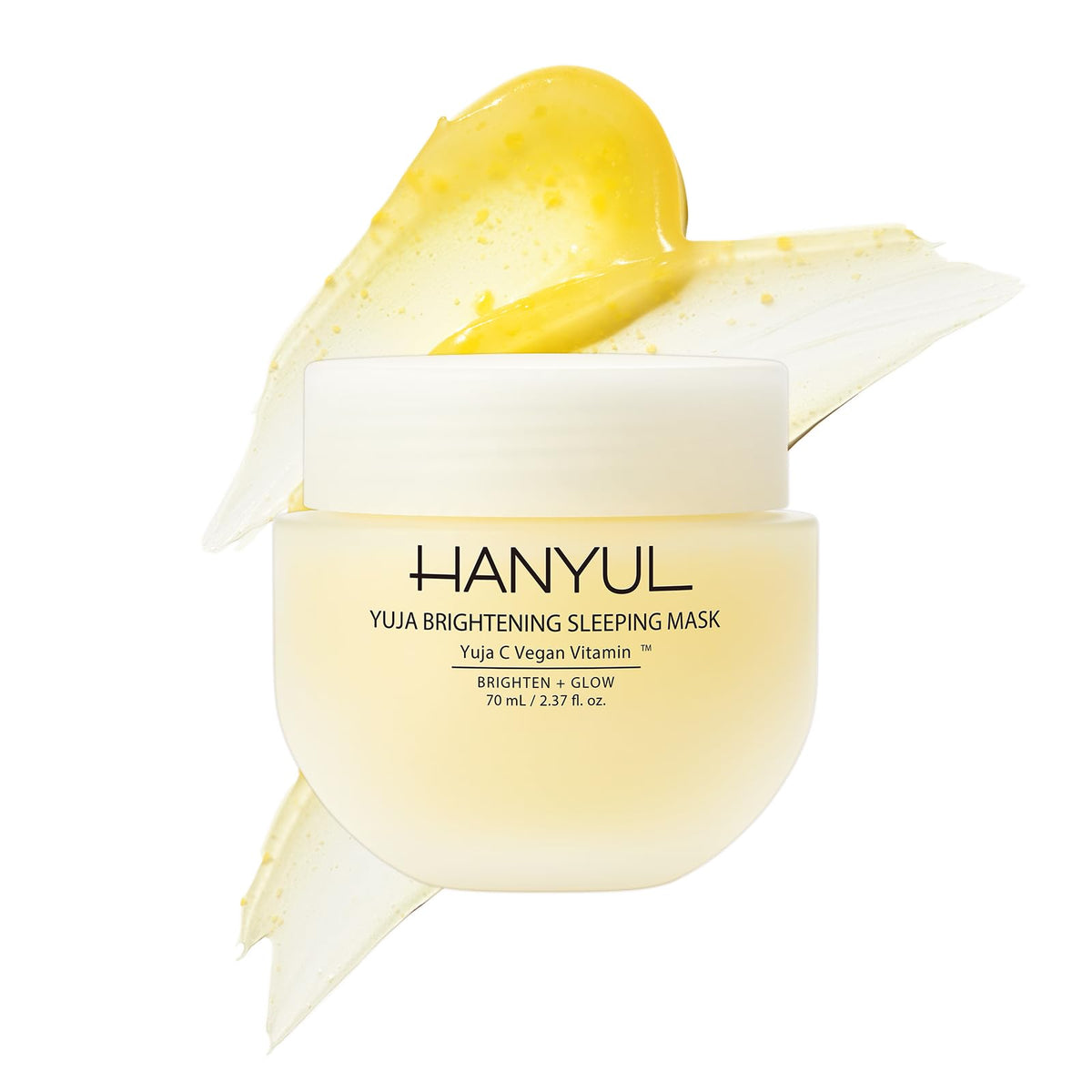 Hanyul Yuja Mascarilla Nocturna en frasco para despertar con luminosidad.