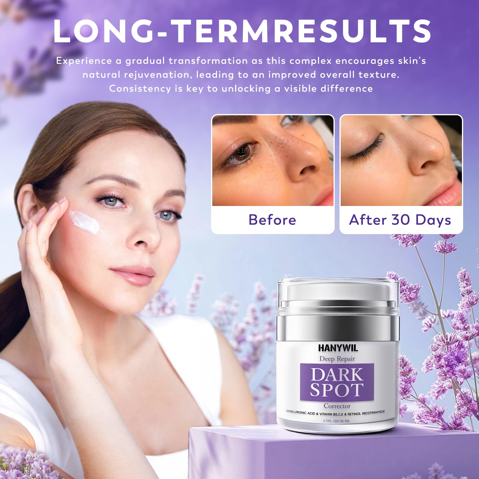 HANYWIL serum con niacinamida y vitamina E, textura suave para rostro.