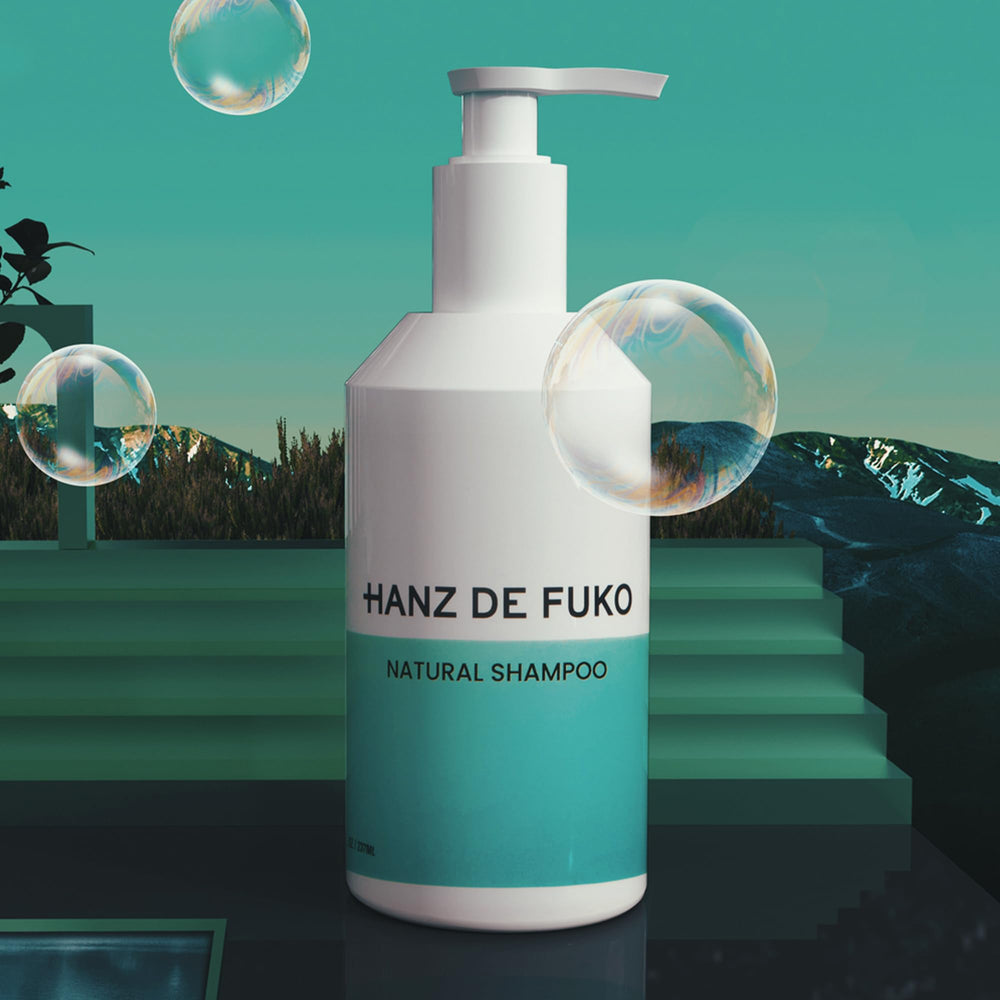 Hanz de Fuko Champú Natural, textura cremosa para cabello limpio y suave.