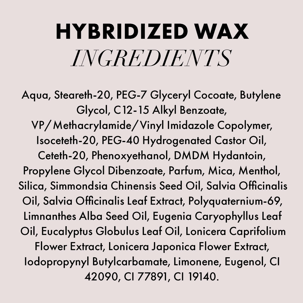 Hanz de Fuko Hybridized Wax ingredientes botánicos que cuidan la textura del cabello.