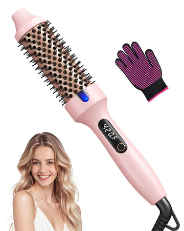 Haokoo cepillo termico blowout 1.5 pulgadas en uso para brillo duradero.