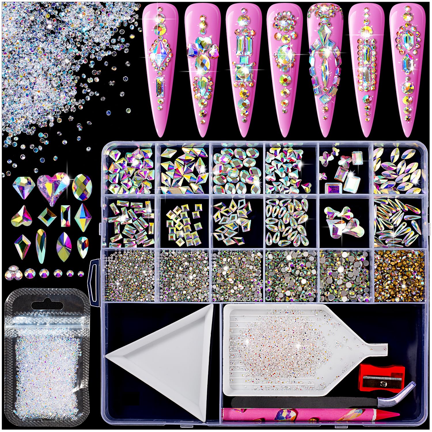Piedras Haozher para uñas: kit de 8000 piezas para un diseño duradero.